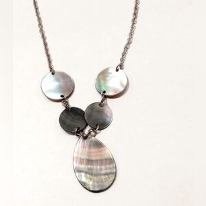 Premier Designs TAHITI MOP Silver Necklace Mother Of Pearl Silver Plate BOHO